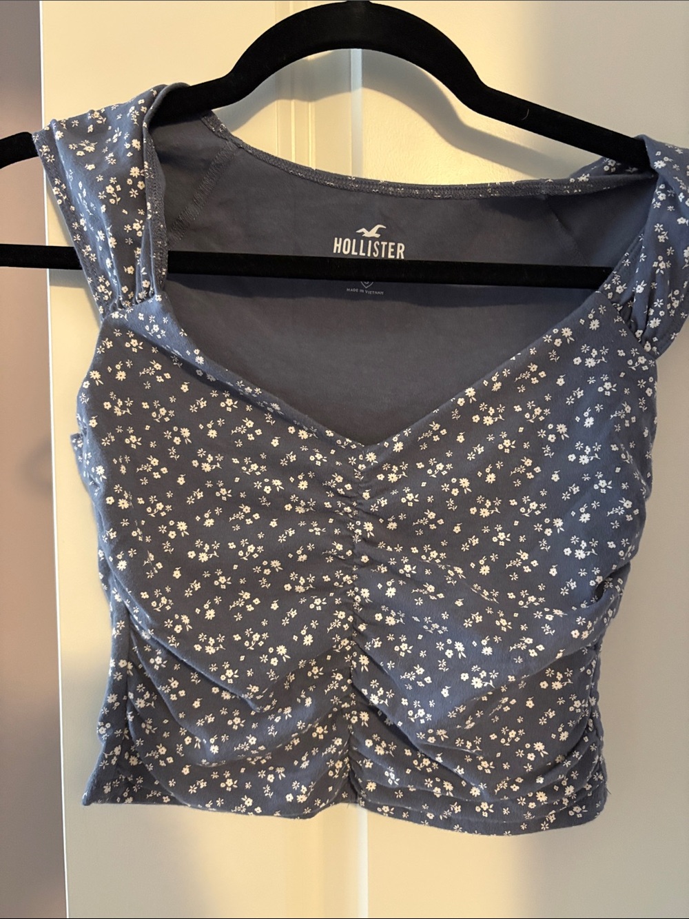 Hollister Blue Floral Cropped Tank Top